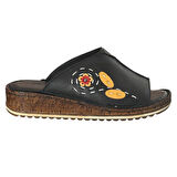 Cex 25Y NBL06 Siyah Kadın Hakiki Deri Günlük Terlik