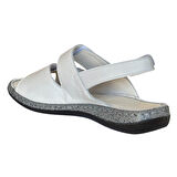 Cex 25Y NBL09 Beyaz Kadın Hakiki Deri Günlük Sandalet