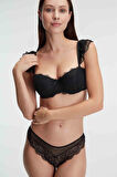Kadın Balenli Destekli Dolgulu Askı Detaylı Puantiyeli Dantelli Sütyen ve Slip Takım (4829) MAN4829