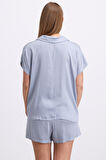 11609 Kadın Kısa Kol Gömlek ve Şort Takım MAN11609