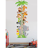 Kendinden Yapışkanlı Şeffaf  Sevimli Hayvan Temalı Boy Ölçer 100x35 cm Poster Afiş Duvar Sticker Kağıdı Çocuk Odası Kreş
