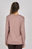 Büşra Triko Kadın Taşlı Cep Detaylı Bisiklet Yaka Kazak 3998216 Pudra