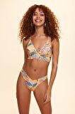 No Gossİp Crush Sırtı Çapraz Üçgen Bikini Tek Üst Yaprak Desenli 229100-D
