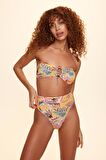 No Gossİp Klain Halkalı Soft Starplez Bikini Tek Üst Yaprak Desenli 229113-D
