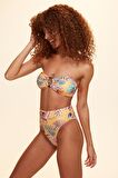 No Gossİp Klain Halkalı Soft Starplez Bikini Tek Üst Yaprak Desenli 229113-D