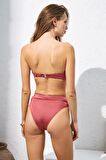 Pierre Cardin Lizbon Tak-Çıkar Dolgulu Strplez Yüksek Bel Bikini Gül kurusu 221211