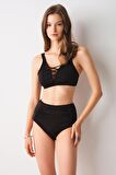 Bardot Yüksek Bel Bikini Tek Alt Siyah 239205