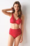 Bardot Yüksek Bel Bikini Tek Alt Kırmızı 239205