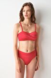 Ella Yüksek Bel V Kesim Bikini Tek Alt Kırmızı 239207
