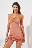 Jersey Soft Straplez Elbise Mayo Bronz 231128