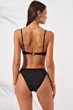 Blake Büzgülü Önden Bağlamalı Bikini Siyah 231226