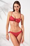 Blake Büzgülü Önden Bağlamalı Bikini Kırmızı 231226