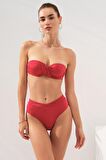Clarke Kaplı Straplez Bikini Kırmızı 231231