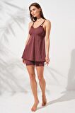 Lisa Şortlu V Yaka Tankini Toffee 231500