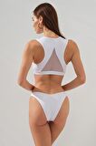 Tül Detaylı Bustier Bikini Beyaz 231211