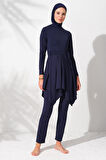 Pierre Cardin 231916 Lacivert Uzun Kollu Volanlı Tesettür Mayo Takım