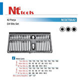 Nt Tools 42 Parça Torx, Allen ve M Tipi Bits Seti CrV NCSETBA42