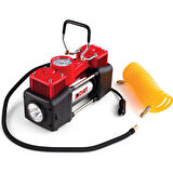 PRODHT 12V DC Ledli Mini Araç Kompresörü Çift Pistonlu Top ve Bot Şişirme Aparatlı D12010002