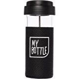 My Botlle Deri Kılıflı French Pressli Mug Kupa Siyah 450 ml