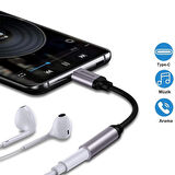 Type C To Aux 3.5mm Jack Kulaklık Dönüştürücü Type-C Telefon Tablet Uyumlu Adaptör