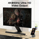 Type C To USB 3.2 Gen2 100W 5A Hızlı Şarj Data ve 4K Görüntü Aktarma Kablosu 20GBPS Gri 1 Metre