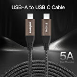 Type C to Type C 100WATT Android Huawei Xiaomi Iphone Hızlı Şarj Data Kablosu Siyah 1 Metre