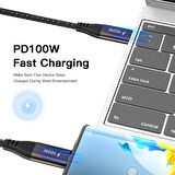 Type C to Type C 100WATT Android Huawei Xiaomi Iphone Hızlı Şarj Data Kablosu Siyah 1 Metre