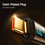 Type C To Type C 100WATT Hızlı Şarj Data Kablosu Dijital Ekranlı Siyah 1.2 Metre