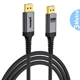 Displayport To Displayport Dp 2.1 Görüntü Aktarma Kablosu 16K@60Hz 80GBPS 3 Metre