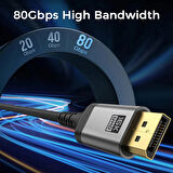 Displayport To Displayport Dp 2.1 Görüntü Aktarma Kablosu 16K@60Hz 80GBPS 3 Metre