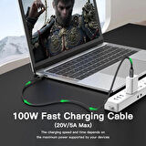 Type C To USB 3.2 Gen2 100W 5A Hızlı Şarj Data ve 4K Görüntü Aktarma Kablosu 20GBPS Gri 2 Metre