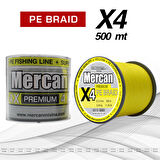 Mercan Premium X4 PE Örgü Sarı Renk İp 500m Bobin Misina