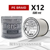 Mercan Pe Örgü Platinum X12 Beyaz İp 500m Makara Misina