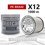 Mercan Pe Örgü Platinum X12 Beyaz İp 1000m Makara Misina