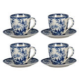 Lucky Art Florantine 4Lu Kahve Fincani Seti Mavi