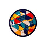 Lucky Art Leslie Bone Porselen Geometrik Desenli 7 li Pasta Tabağı Seti LYHD 528