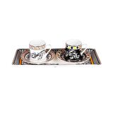 Lucky Art Margery Bone Porselen Barok Desenli 2 li Kahve Fincanı Seti LYHD 542