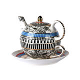 Lucky Art Maggey Bone Tek Kisilik Demlik & Fincan Seti