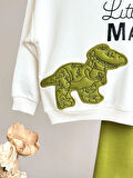 Dinazor Nakışlı Aplike Detaylı Sweatshirt ve Eşofman Takımı