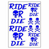 A4 Sticker 125 Tek Paket Çoklu Ride Or Die Mavi