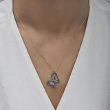 Gümüş Turkuaz Taşlı Kelebek Kadın Kolye