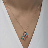 Gümüş Turkuaz Taşlı Kelebek Kadın Kolye