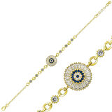 ​Gümüş Baget Taşlı Nazar Kadın Bileklik