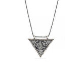 Gümüş Üçgen İçi Açılabilen Tuğra Muskalık Kolye