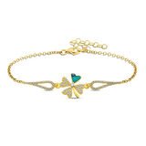 Gümüş Gold Nazarlı Yonca Bileklik