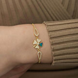 Gümüş Gold Nazarlı Yonca Bileklik