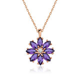 Gümüş Mor Çiçek Kolye