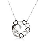 Gümüş Kalp Çemberi Anne Çocuk Kadın Kolye