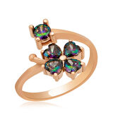 Gümüş Mistik Topaz Yonca Kadın Yüzük