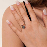 Gümüş Mistik Topaz Yonca Kadın Yüzük